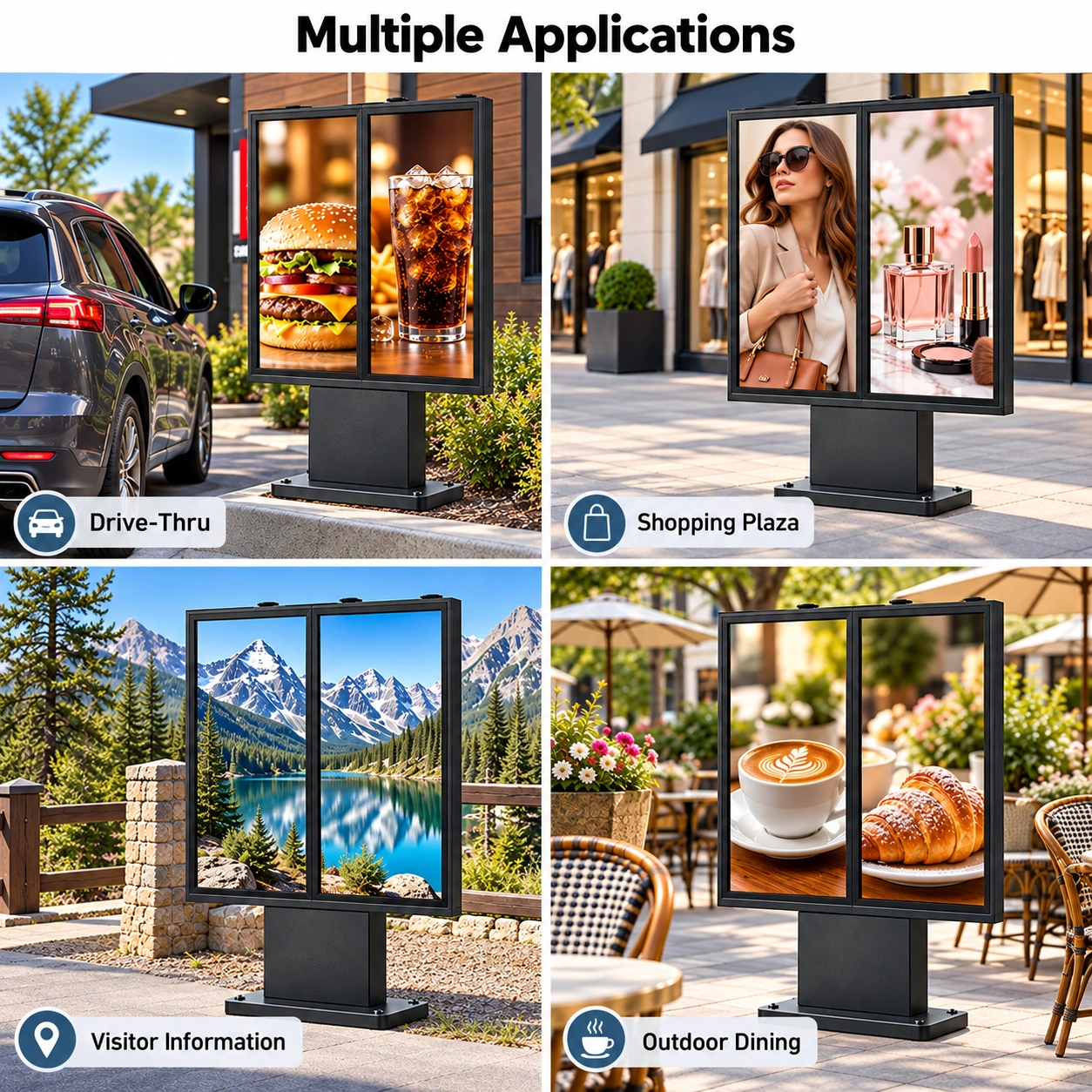 MWE897 scenes: integrated feature text and matching icons with text-free display screens
