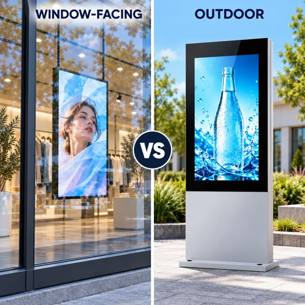 Window-Facing Displays vs. Outdoor Digital Signage: Which Do You Need?